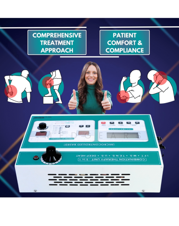 Physiogears 5 In 1 IFT MS Tens Ultrasonic Deep Heat Physiotherapy Machine Electrotherapy Combo Physiotherapy Machine with one Year Warranty - Image 4