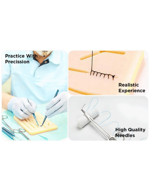 BIOSANEX® Complete Suture Kit for Medical Students – 35 Piece Practice Set with Realistic Pad, Suturing Tools, Needles & Threads – Ideal for MBBS, Nursing & Paramedical Training, Perfect for Future Doctors & Nurses. - Image 4