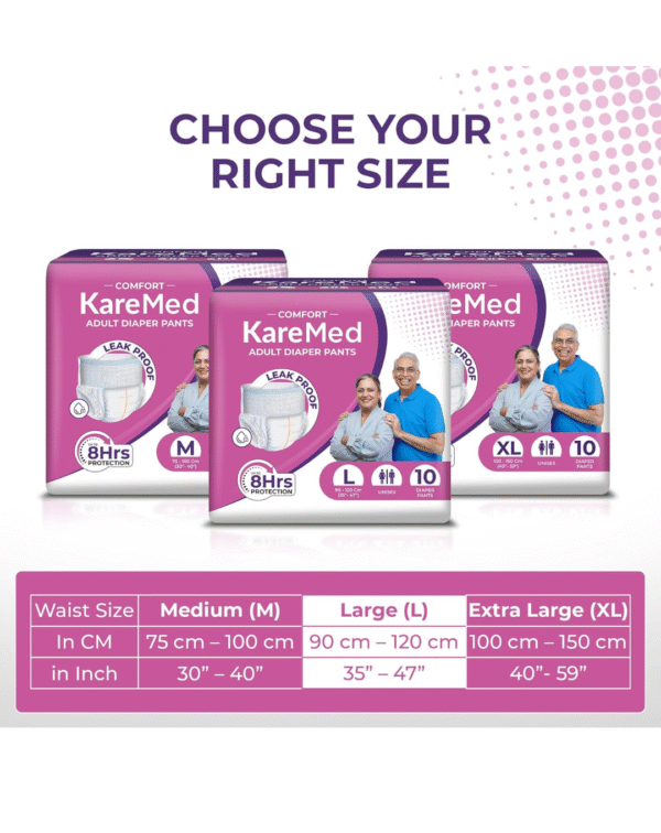 KareMed Comfort Adult Diaper Pants, Large 90-120 Cm (35"- 47") - Image 4