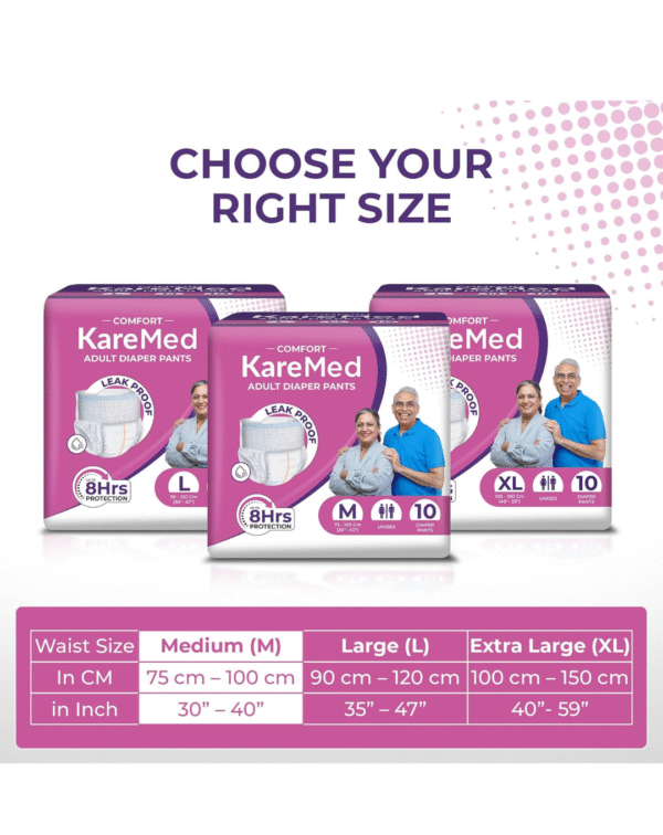 KareMed Comfort Adult Diaper Pants, Medium 75-100 Cm (30"- 40"), 10 Count - Image 4
