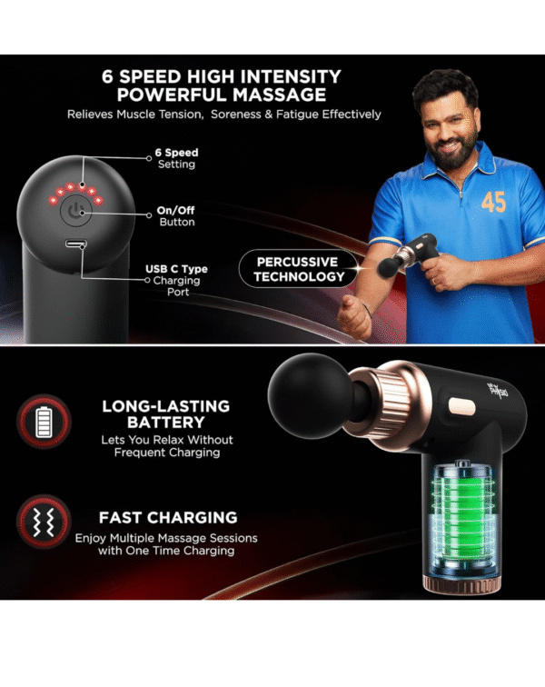 Dr Physio USA Dynamo 1034 Percussion Gun Massager for Full Body Pain Relief - Image 2