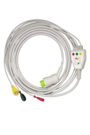 Spacelabs 3 Lead ECG Monitoring Cable (Button/Snap) Compatible with Aspen/BCI/BPL/Contec/Edan/GE/Draeger/Mindray/Nellcor/Nihon Kohden/Philips/Mediana/Medicaid/Nidek