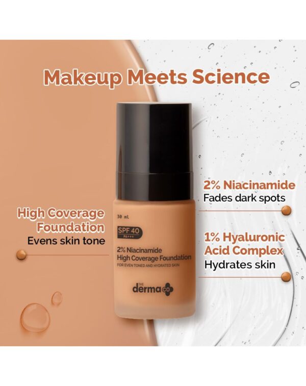 The Derma Co 2% Niacinamide High Coverage Matte Finish Foundation With 1% Hyaluronic Acid & Spf 40 Pa+++ - Image 2