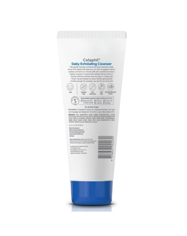 Cetaphil Daily Exfoliating Cleanser 178 ml for Normal, Dry & Oily Skin,Scrub For Glowing Skin, Non-irritating - Image 2