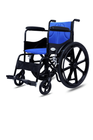 Everactiv Everyday Economy Foldable Wheelchair with Safety Seat belt & Extra Soft Cushions, Weight Bearing Capacity 120 kg