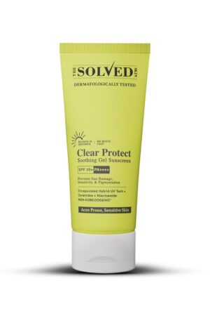 THE SOLVED SKIN Clear Protect SPF 50+ PA++++ Sunscreen for Acne Prone Skin with Advanced Encapsulated UV Tech