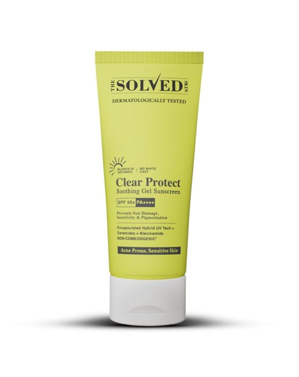 THE SOLVED SKIN Clear Protect SPF 50+ PA++++ Sunscreen for Acne Prone Skin with Advanced Encapsulated UV Tech