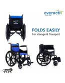 Everactiv Everyday Economy Foldable Wheelchair with Safety Seat belt & Extra Soft Cushions, Weight Bearing Capacity 120 kg