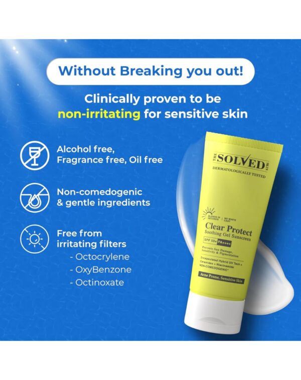 THE SOLVED SKIN Clear Protect SPF 50+ PA++++ Sunscreen for Acne Prone Skin with Advanced Encapsulated UV Tech - Image 3