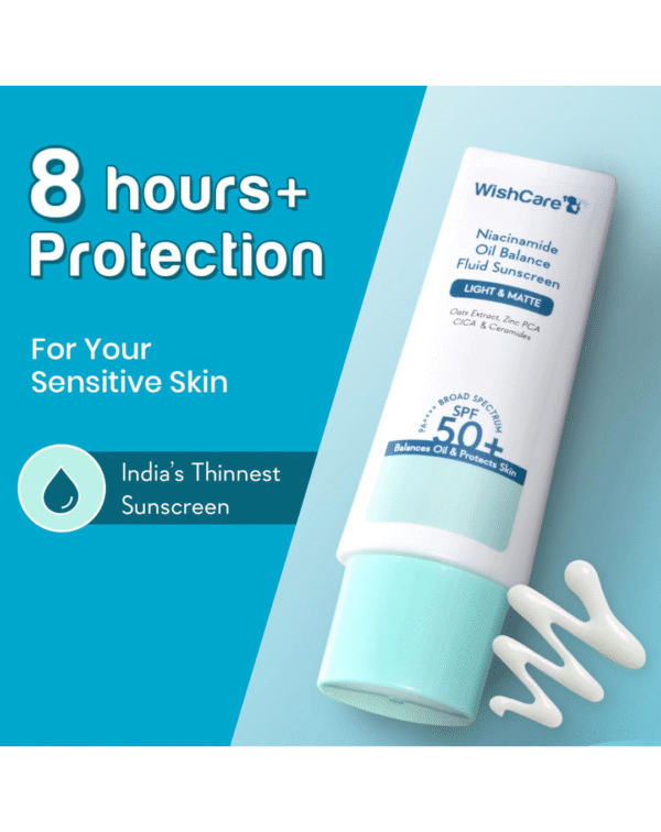 WishCare 5% Niacinamide Oil Balance Fluid Sunscreen SPF 50 PA++++ with 8 Hrs+ SPF Protection - Image 3