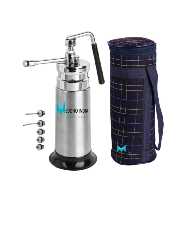 Medono India Mini Cryo Gun 350 ML Liquid Nitrogen Empty Sprayer Can for Dermatology With Different 5 Probes and Carry Bag - Stainless Steel