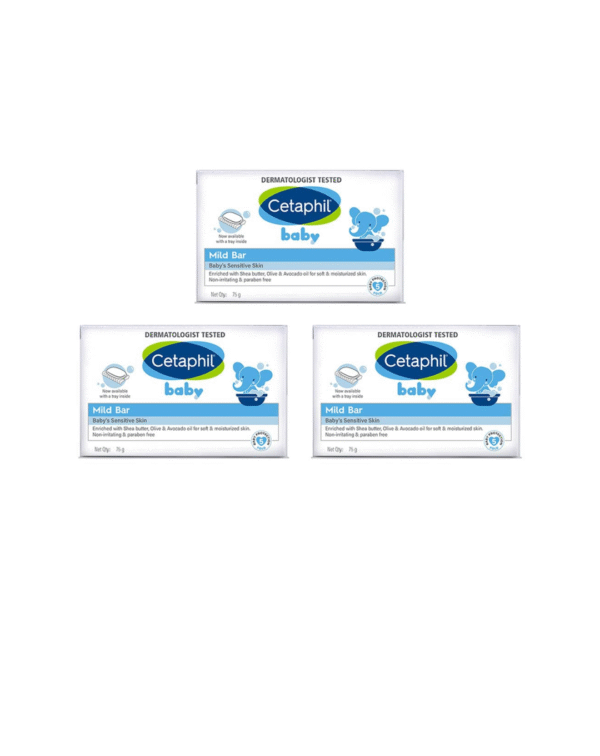 Cetaphil Baby Mild Bar for Face and Body Pack of 3, (75g x 3, Sensitive Skin)