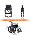 Vissco Rodeo Veer Mag Wheel, WheelChair With Fixed Handle & Swingable Footrest, Weight Capacity 100kg