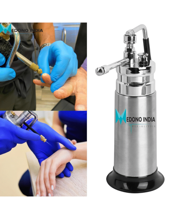 Medono India Mini Cryo Gun 350 ML Liquid Nitrogen Empty Sprayer Can for Dermatology With Different 5 Probes and Carry Bag - Stainless Steel - Image 3