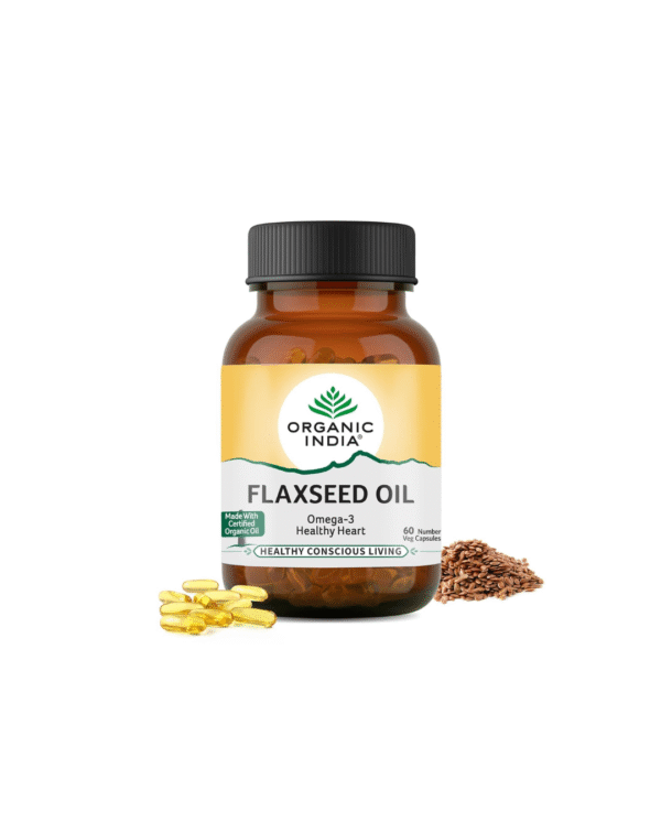 Organic India Flaxseed Oil - 60 Veg Capsules, Natural Omega-3,