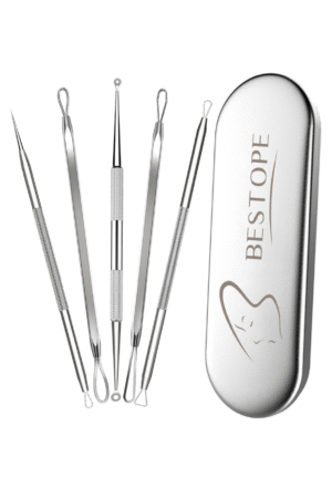 TAYTHI Bestope Blackhead Remover Pimple Acne Extractor Tool With Metal Case (Silver)