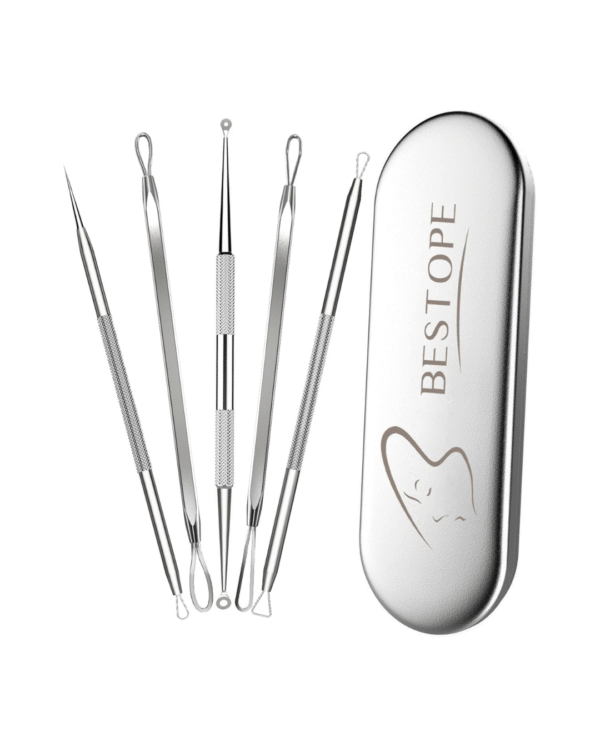 TAYTHI Bestope Blackhead Remover Pimple Acne Extractor Tool With Metal Case (Silver)