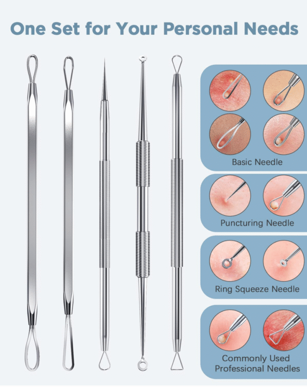 TAYTHI Bestope Blackhead Remover Pimple Acne Extractor Tool With Metal Case (Silver) - Image 4