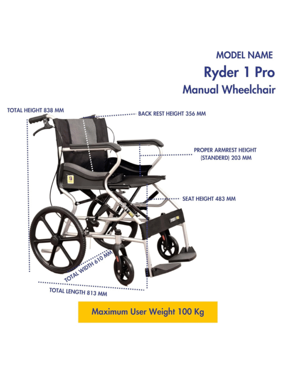 Ryder 1 Pro Manual, Mild Steel, Foldable, Compact, Travel Friendly, Light Weight - Image 3