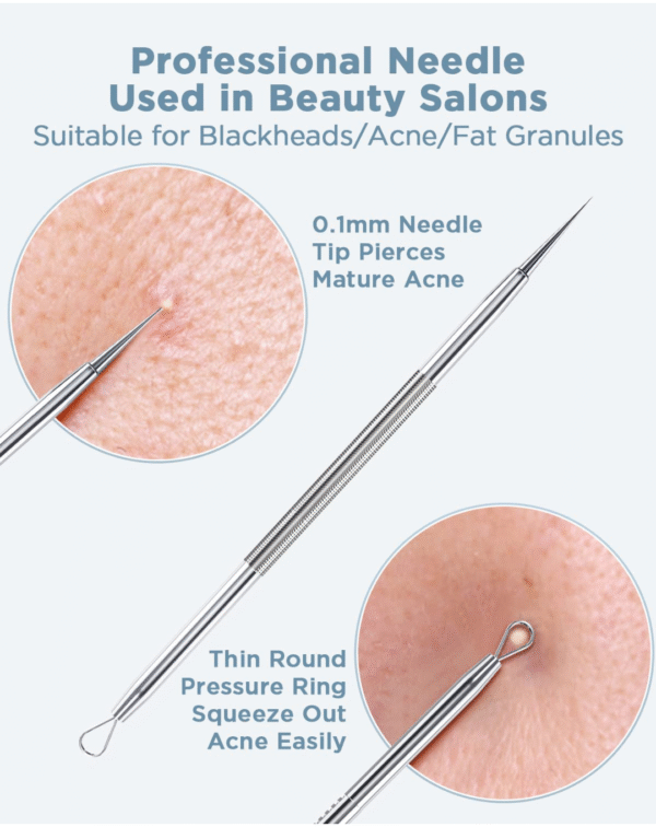 TAYTHI Bestope Blackhead Remover Pimple Acne Extractor Tool With Metal Case (Silver) - Image 2