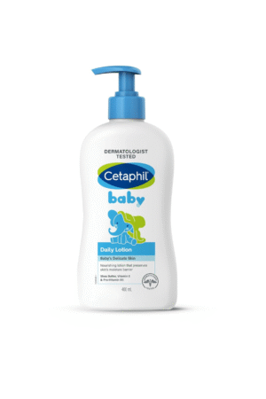 Cetaphil Baby Daily Lotion, Suitable for baby’s delicate skin, Shea Butter and Vit E, Dermatologist Tested and Pediatrician Recommended, 400 ml
