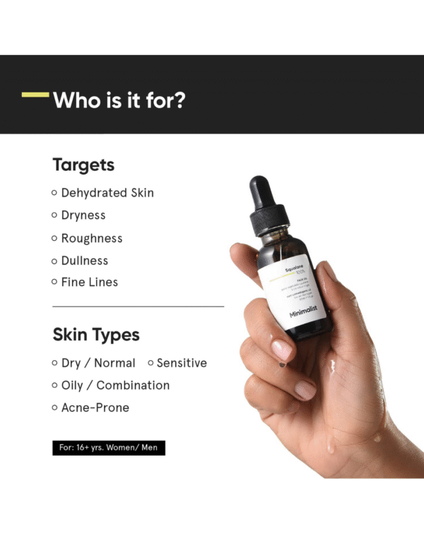 Minimalist Squalane 100% (Plant Derived) Super-Lightweight Face Oil - Image 2