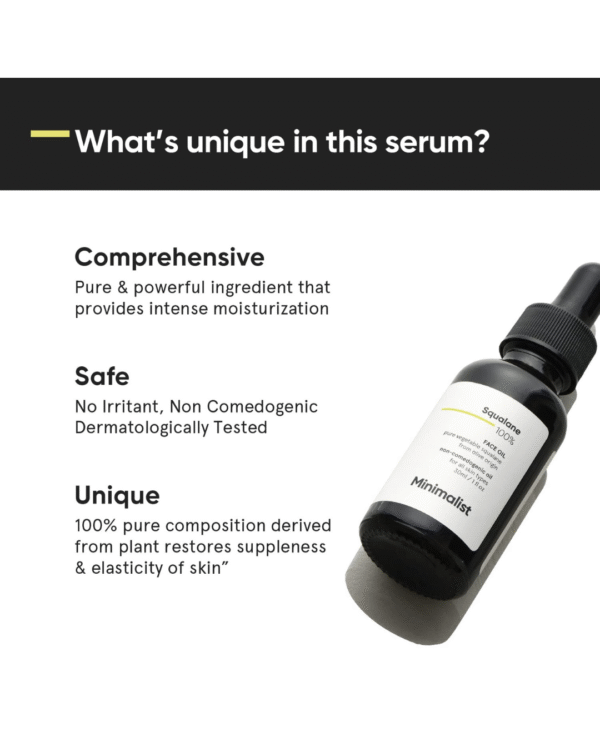 Minimalist Squalane 100% (Plant Derived) Super-Lightweight Face Oil - Image 3