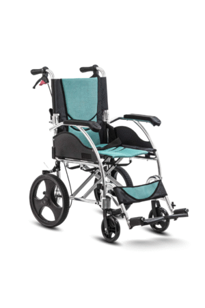 KosmoCare Stylex Premium Imported Ultra lightweight Transporter Wheelchair With Seat Belt -Crest Series-Light Blue