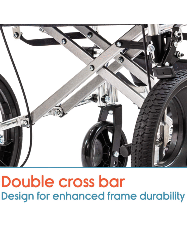 KosmoCare Stylex Premium Imported Ultra lightweight Transporter Wheelchair With Seat Belt -Crest Series-Light Blue - Image 2