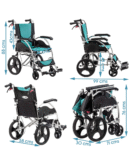 KosmoCare Stylex Premium Imported Ultra lightweight Transporter Wheelchair With Seat Belt -Crest Series-Light Blue