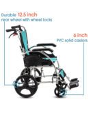 KosmoCare Stylex Premium Imported Ultra lightweight Transporter Wheelchair With Seat Belt -Crest Series-Light Blue