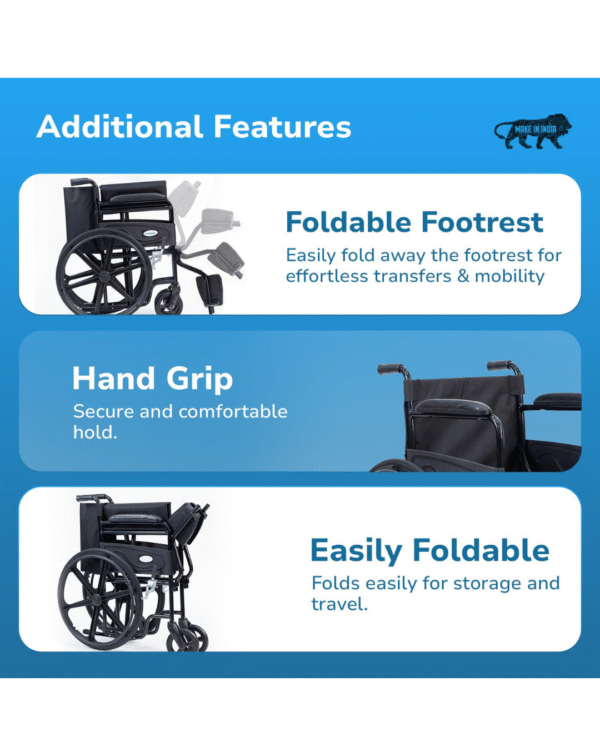 Everactiv Economy Foldable Wheelchair with Heavy-Duty Frame - Image 2