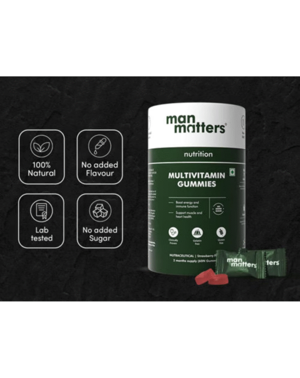 Multivitamin Gummies With No Added Sugar | Daily Essential Multivitamin for Men | 15 Vitamins & Minerals, 8 Amino Acids, 7 Herbal Extract - Image 2