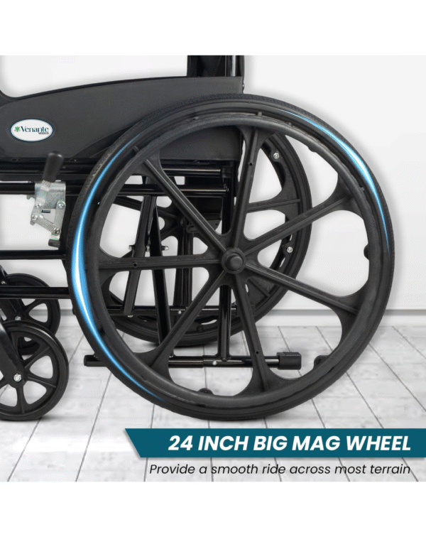 Venante Wheelchair for Patients, Old People, Adults With Safety Belt, Foldable - Image 2