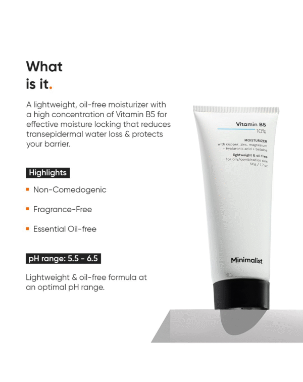 Minimalist Dehydrated Skin Moisturizer with 10% Vitamin B5 for Oily & Acne-Prone Skin - Image 2