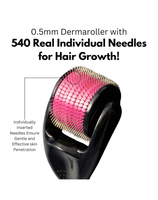 Derma Roller 0.5 For Hair Growth - Hair Roller 0.5 mm with 540 Titanium Needles - Image 2