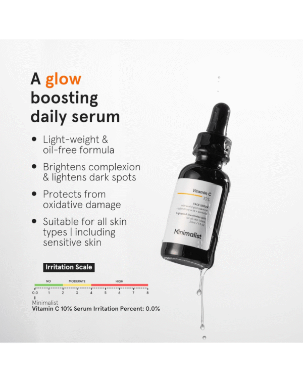 Minimalist 10% Vitamin C Face Serum | Formulated & Tested For Sensitive Skin with Ethyl Ascorbic Acid & PHA - Image 2
