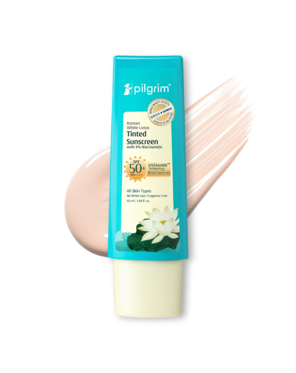 Pilgrim Korean White Lotus Tinted Sunscreen SPF 50+ PA++++ with 3% Niacinamide