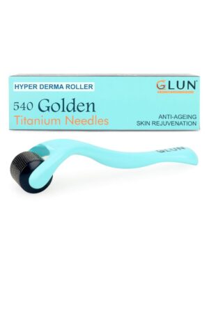 GLUN® Full Body Acupressure Derma Roller, 540 Golden Titanium Micro Needles Cosmetic Device for Face Beauty