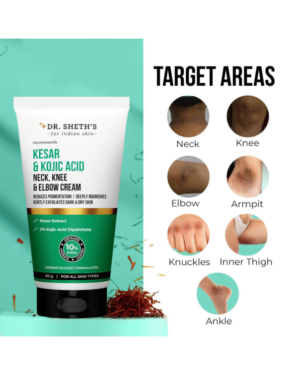 Dr. Sheth's Kesar & Kojic Acid Neck, Knee & Elbow Cream | Clinically Tested - Image 2