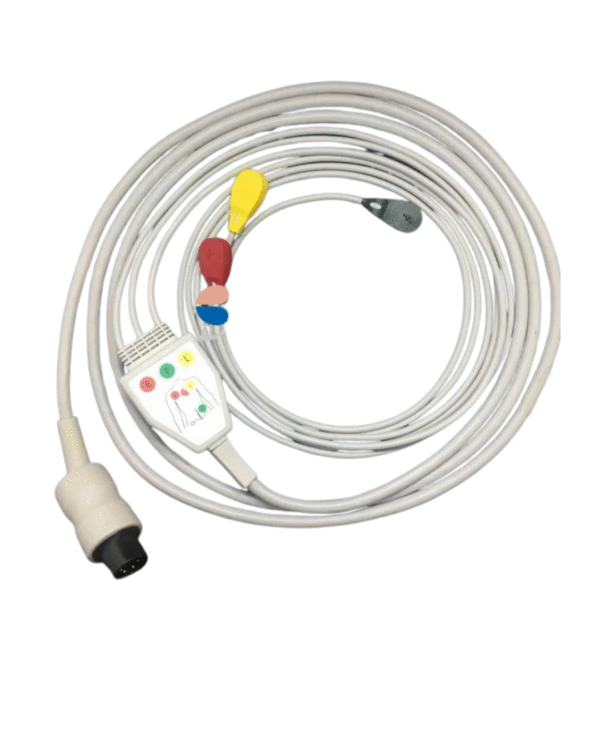 Akas 3 Lead ECG Monitoring Cable(Button/Snap) Compatible with Traze 10,Traze12-A