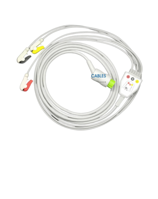 L&T 3 Lead ECG Monitoring Cable(Button/Snap) Compatible with Micromon/Planet 50/Planet 55