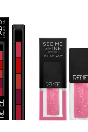 RENEE Fab 5 Matte 5-in-1 Lipstick & See Me Shine Lip Gloss Pink Pow-Wow