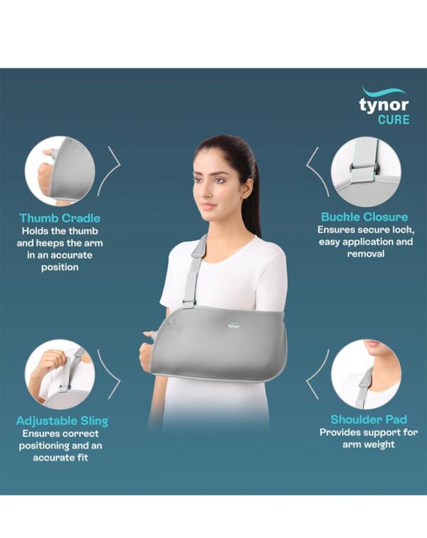 TYNOR Pouch Arm Sling Baggy, Grey, Medium - Image 2