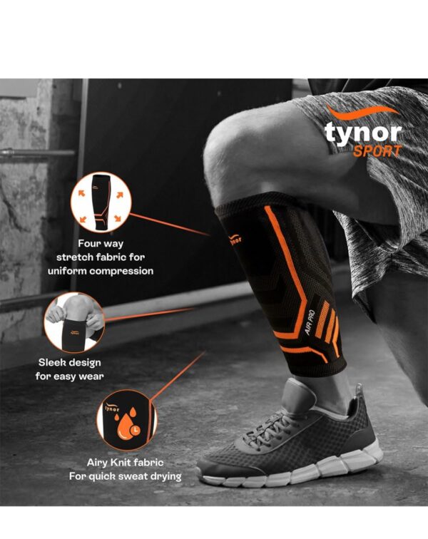 TYNOR Calf and Shin Support Air Pro, Black & Green - Image 2