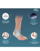 TYNOR Ankle Wrap Sleek Elastic, Grey, Universal
