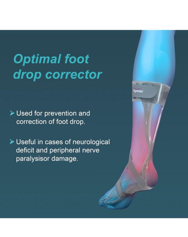 TYNOR Foot Drop Splint, Grey, Left, Medium - Image 3