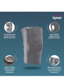 TYNOR Elastic Knee Support, Grey, Medium