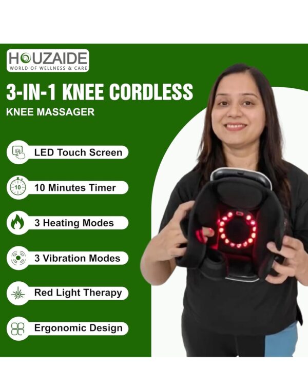 Houzaide Knee Massager for Joint Pain Relief — 3 Levels Heat Vibration - Image 3