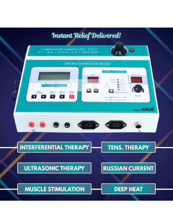 Physiogears 5-in-1 IFT, MS, TENS & Ultrasonic Combo Physiotherapy Machine - Image 4